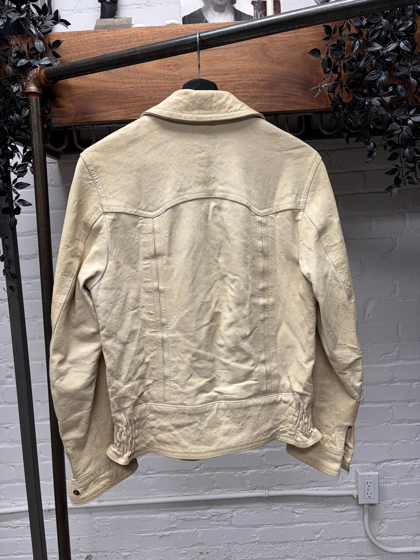 2000s Dolce & Gabbana Mainline Cream White Western Leather Jacket