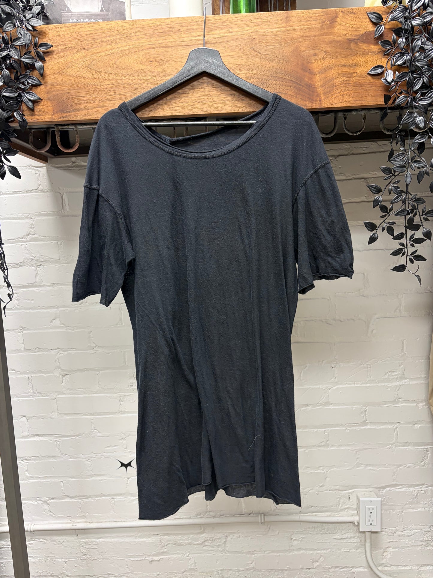 Boris Bidjan Saberi Mainline Black Cotton Semi Sheer T-Shirt