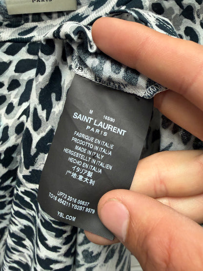 2016 Saint Laurent by Hedi Slimane ‘Babycat’ Leopard Print Semi-Sheer T-Shirt