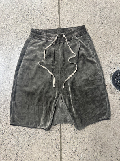 AW2015 Rick Owens ‘Sphinx’ Dark Dust’ Velour Drop Crotch Shorts