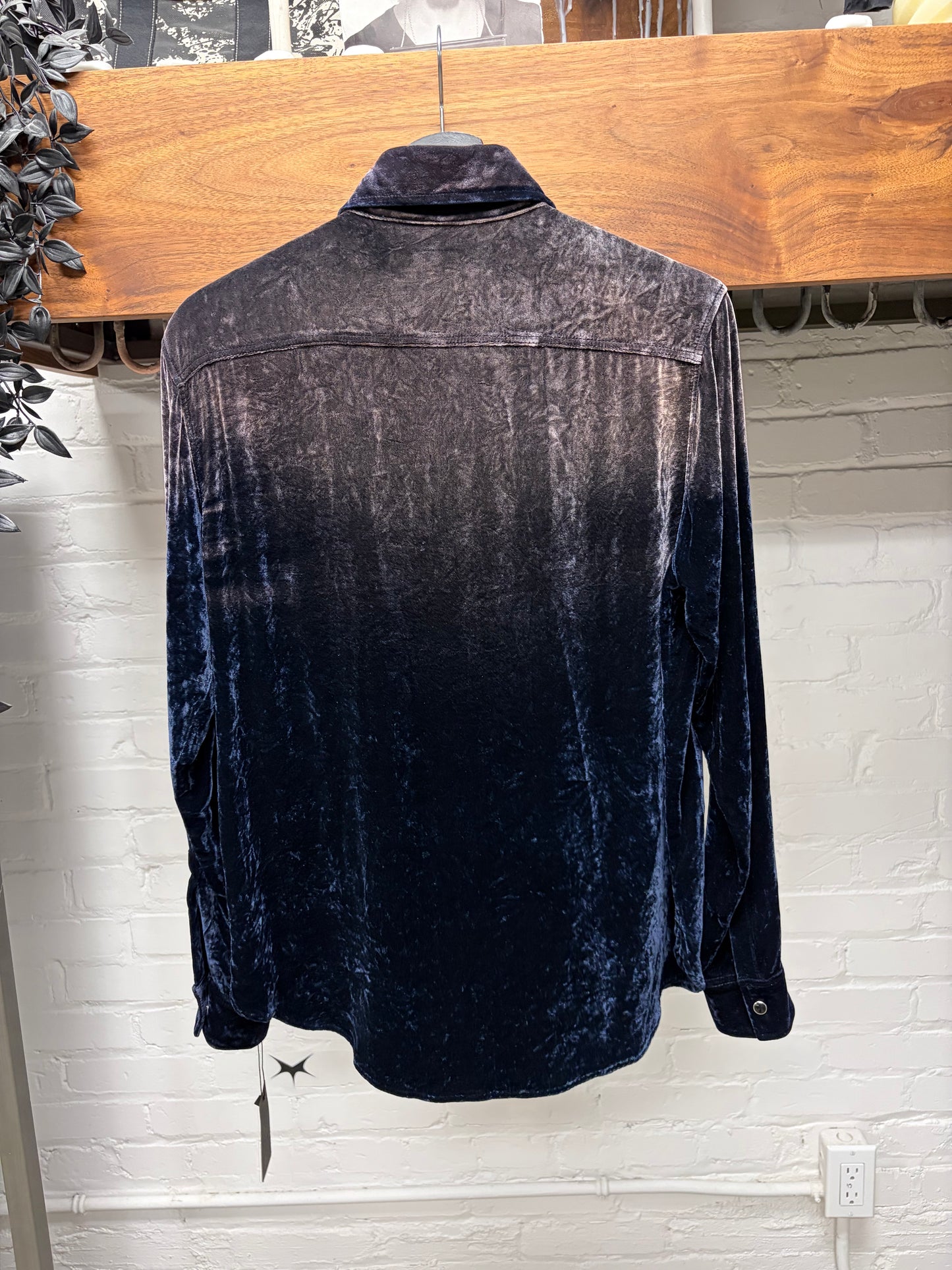 SS2019 Saint Laurent Silk/Crushed 'Velvet Gradient' Purple Button Snap Shirt