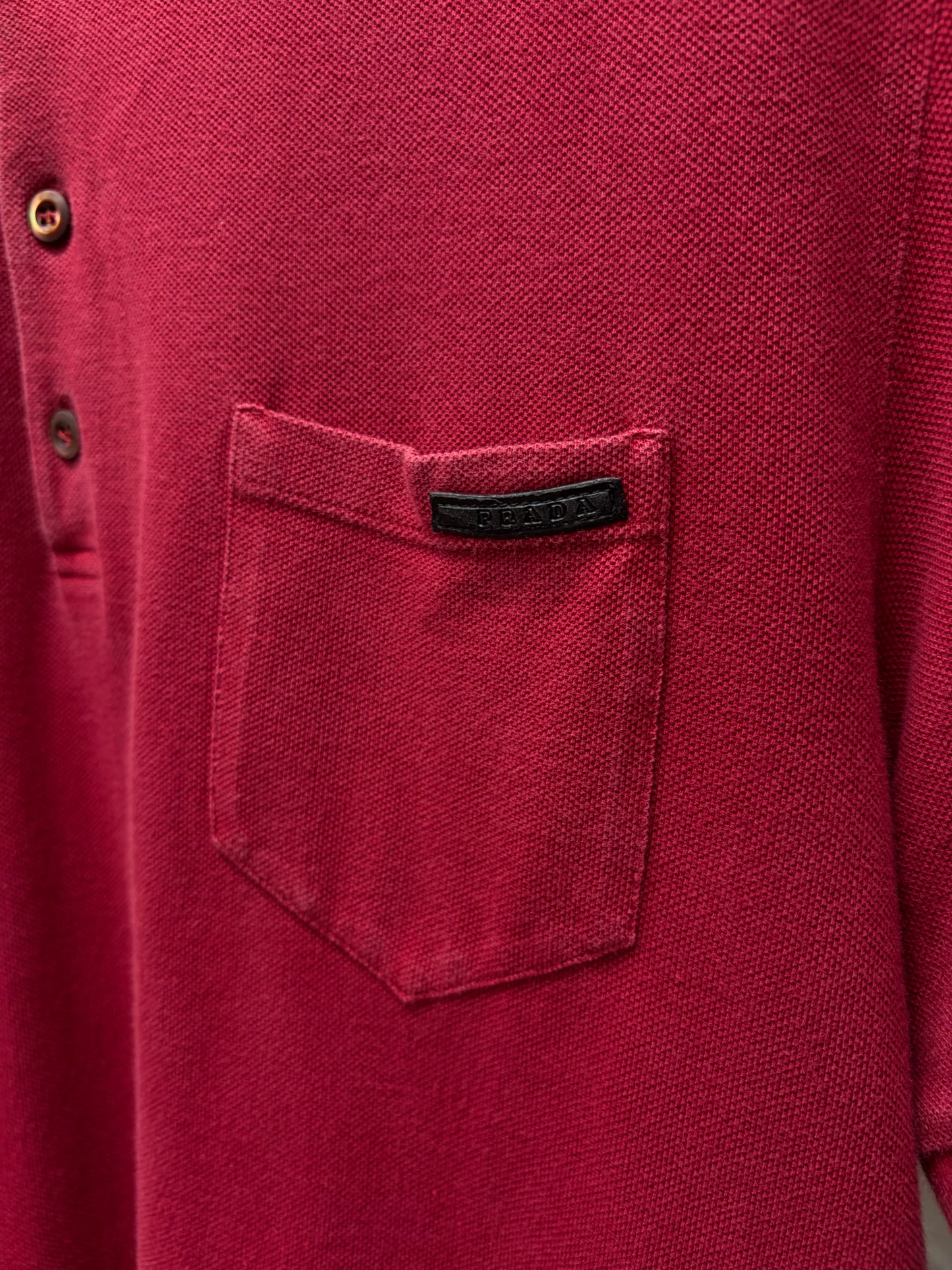 Prada Sport Logo Red/Black Striped Cotton Polo