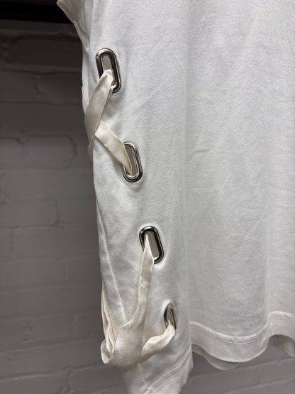 2015 Comme Des Garçons by Noir Kei Ninomaya White ‘Corset’ Cotton Tank Top
