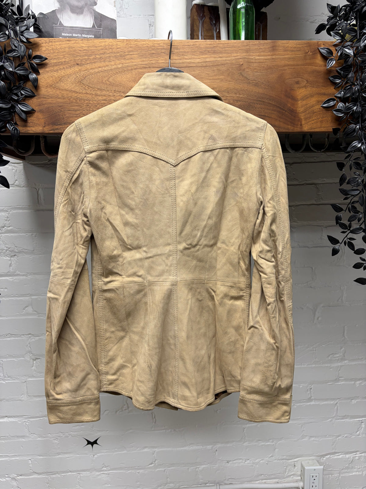 Dolce & Gabanna ‘Mainline’ Tan Goatskin Suede Western Inspired Button Snap Shirt