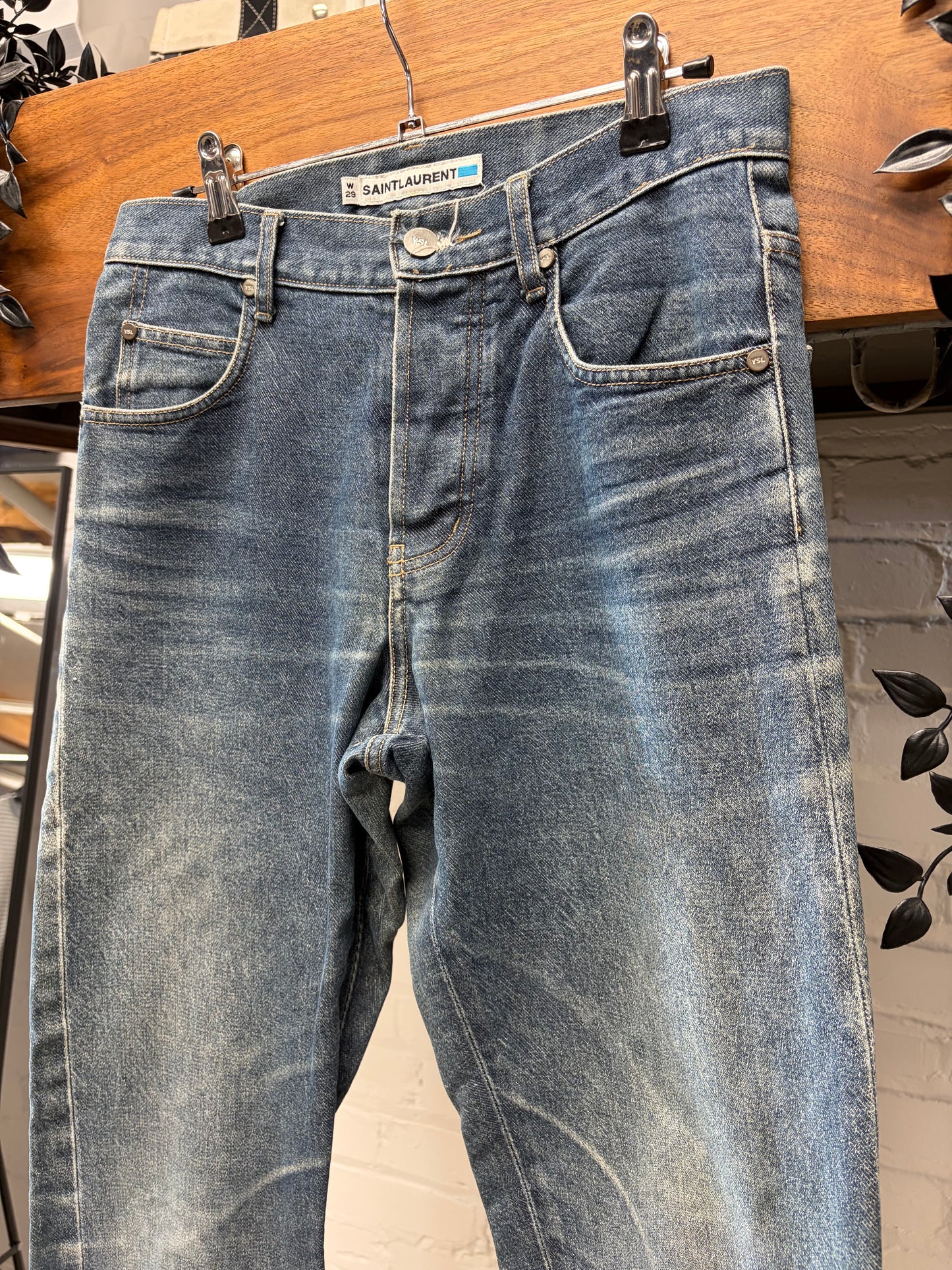 Vintage Yves Saint Laurent Washed Blue Bootcut Denim