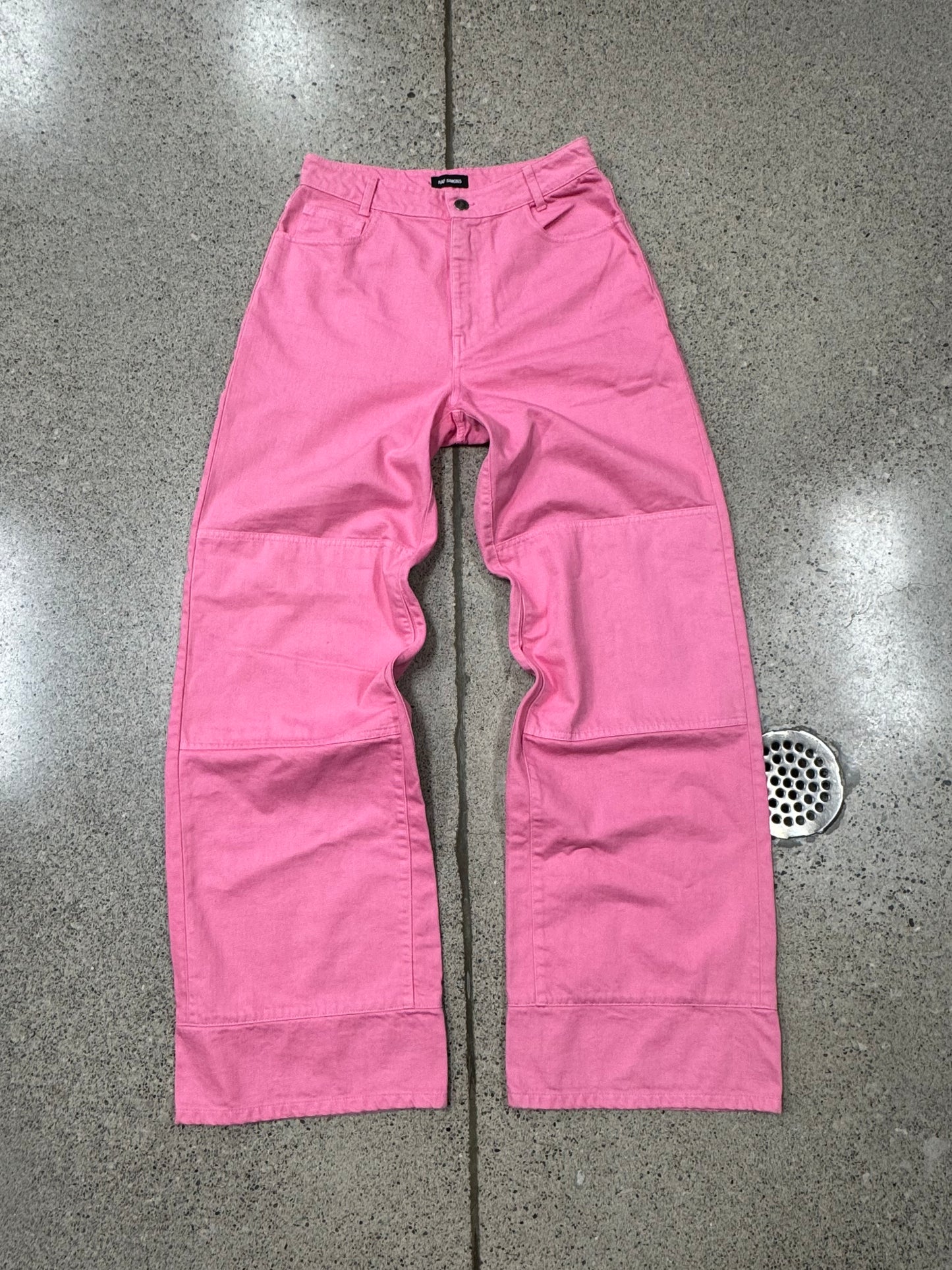 AW2021 Raf Simons Pink RS Leather Patch ‘Workwear’ Denim