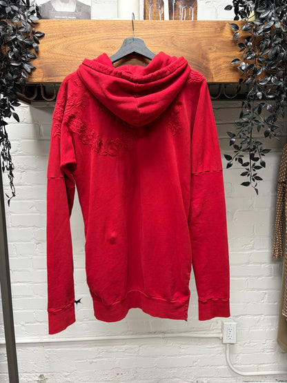 Balmain Double Side-Zip ‘Ancient Dragon’ Embroidered Red Hoodie