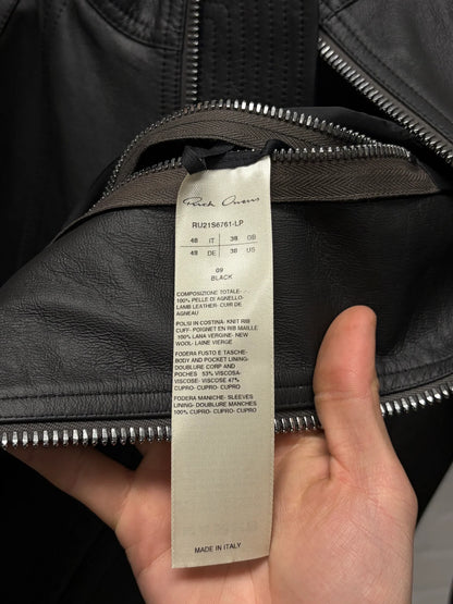 SS2021 Rick Owens ‘Phlegethon’ Intarsia Black Lambskin Leather Jacket