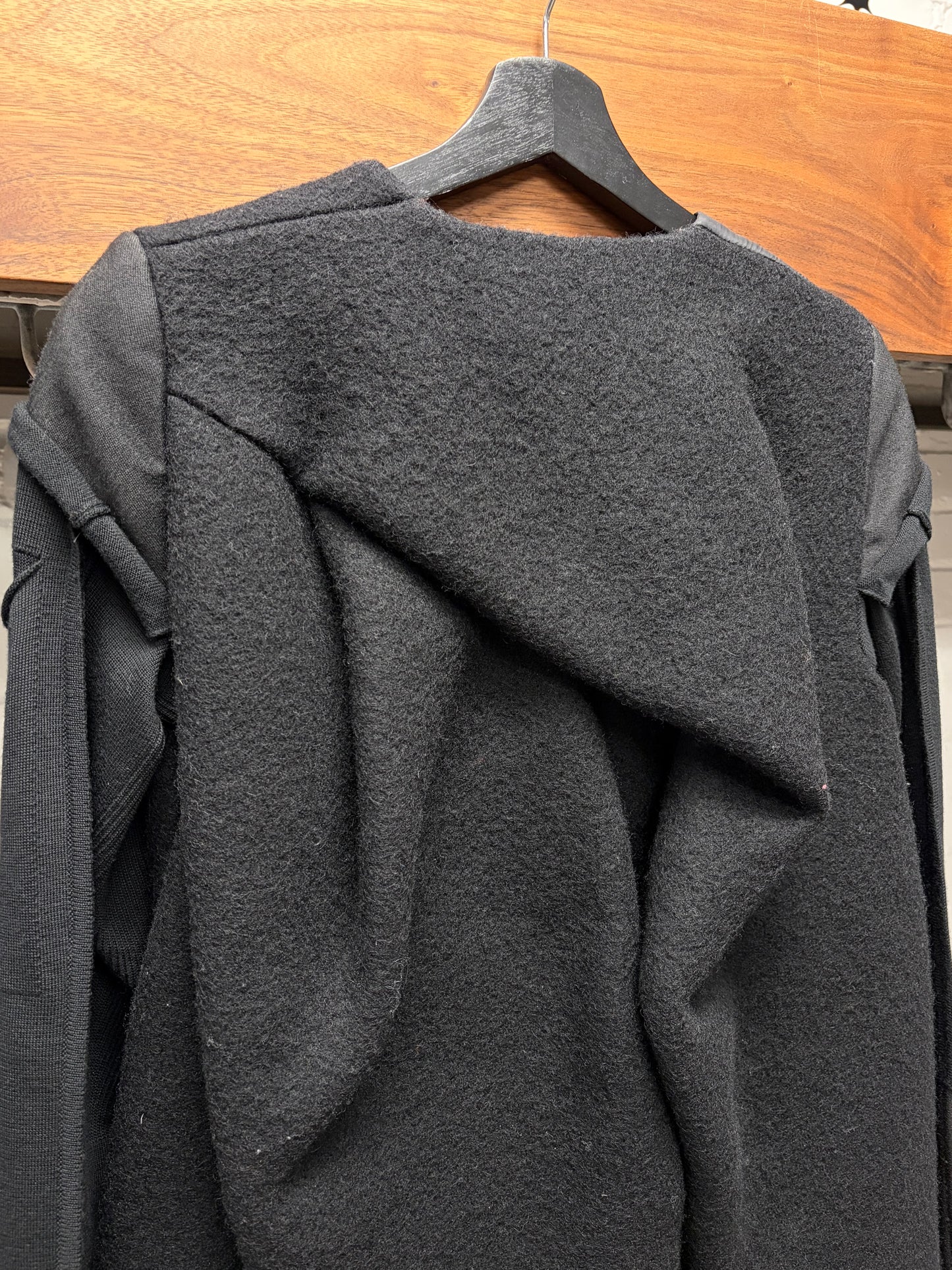 AW2017 Rick Owens ‘Glitter’ Black Runway Asymmetric Wool/Down Filled Jacket