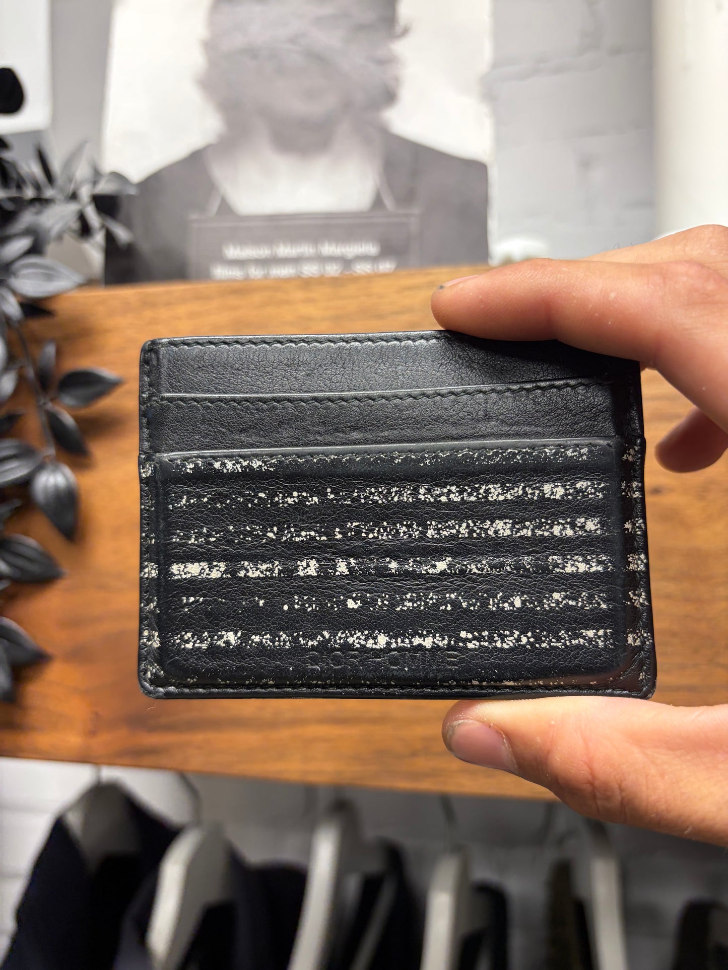 Dior Homme ‘Faded Stripe’ Black Leather Cardholder Wallet