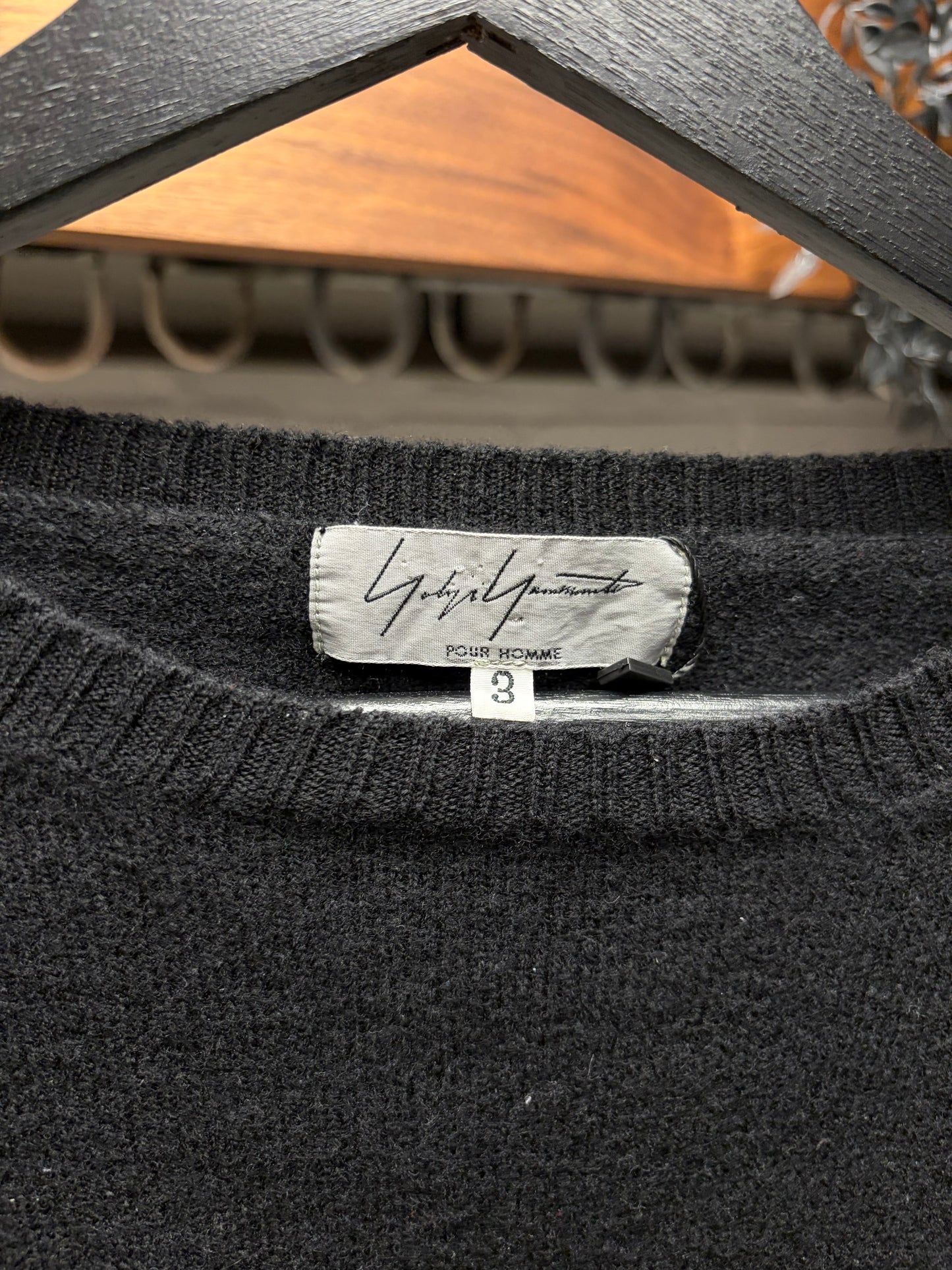 Yohji Yamamoto Pour Homme Cropped Black Wool Sweater