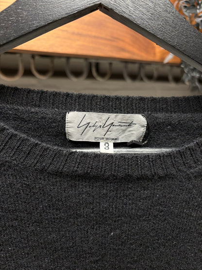Yohji Yamamoto Pour Homme Cropped Black Wool Sweater