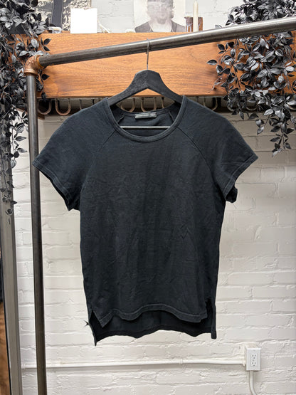 90s Alexander McQueen Cross Embroidered ‘Garden Logo’ Black T-Shirt