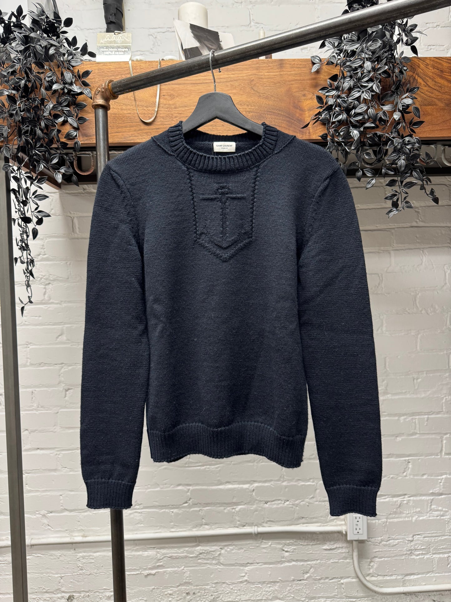2018 Saint Laurent ‘Anchor’ Sailing Motif Wool Knit Sweater