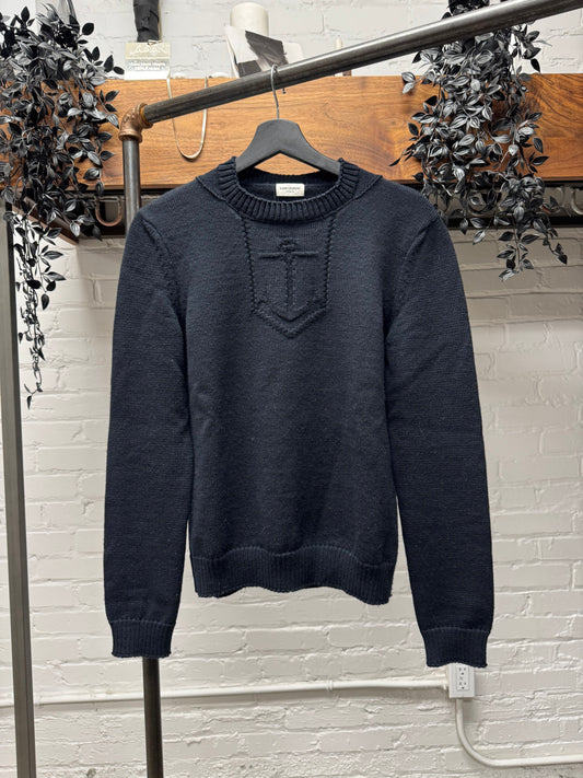 2018 Saint Laurent ‘Anchor’ Sailing Motif Wool Knit Sweater