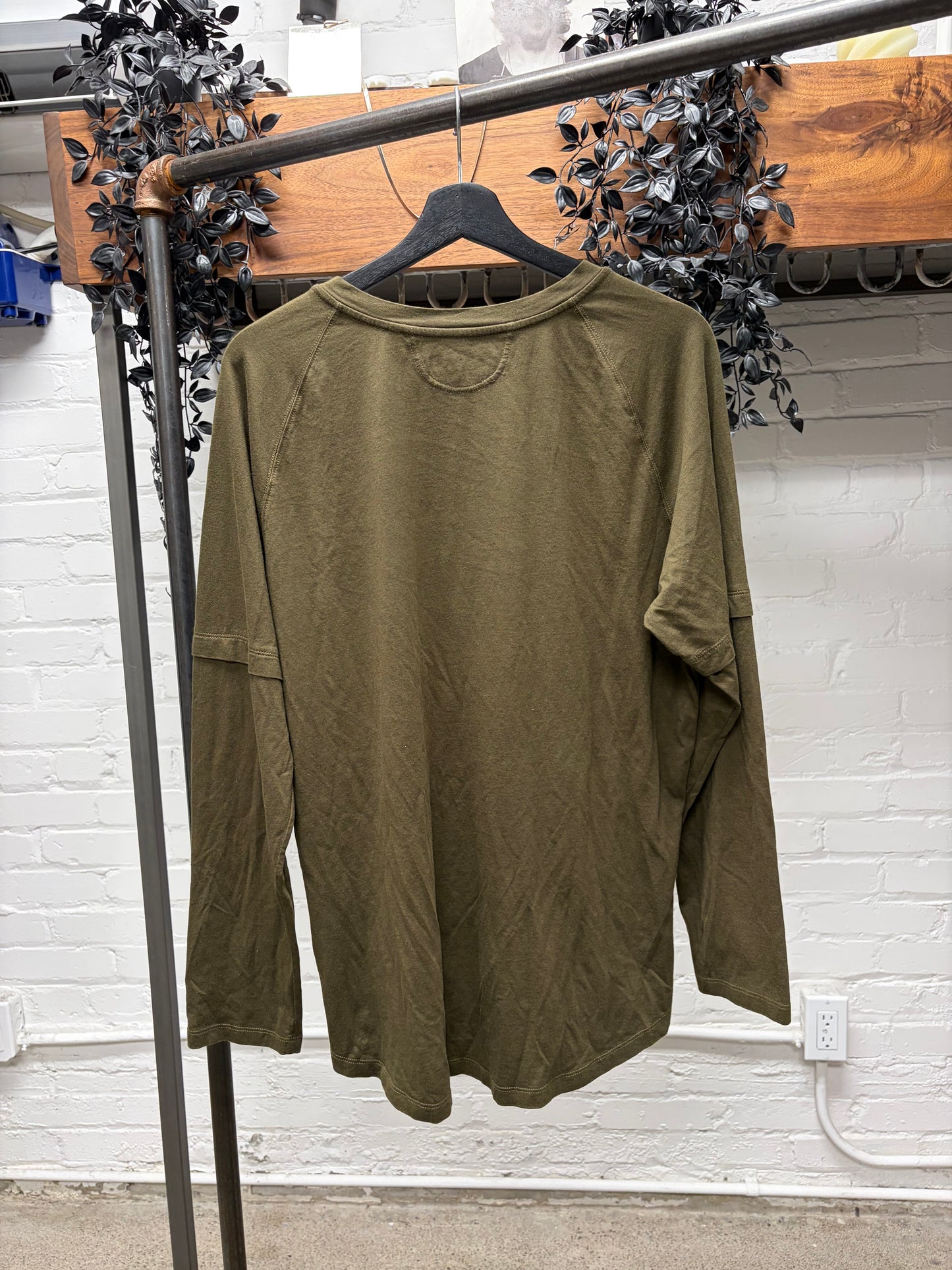 Helmut Lang Double Layered Military Green Long Sleeve Shirt