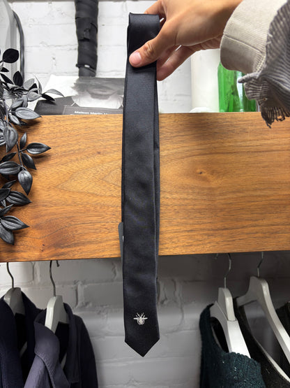 Dior Homme ‘Bee’ Embroidered Logo Black Skinny Tie
