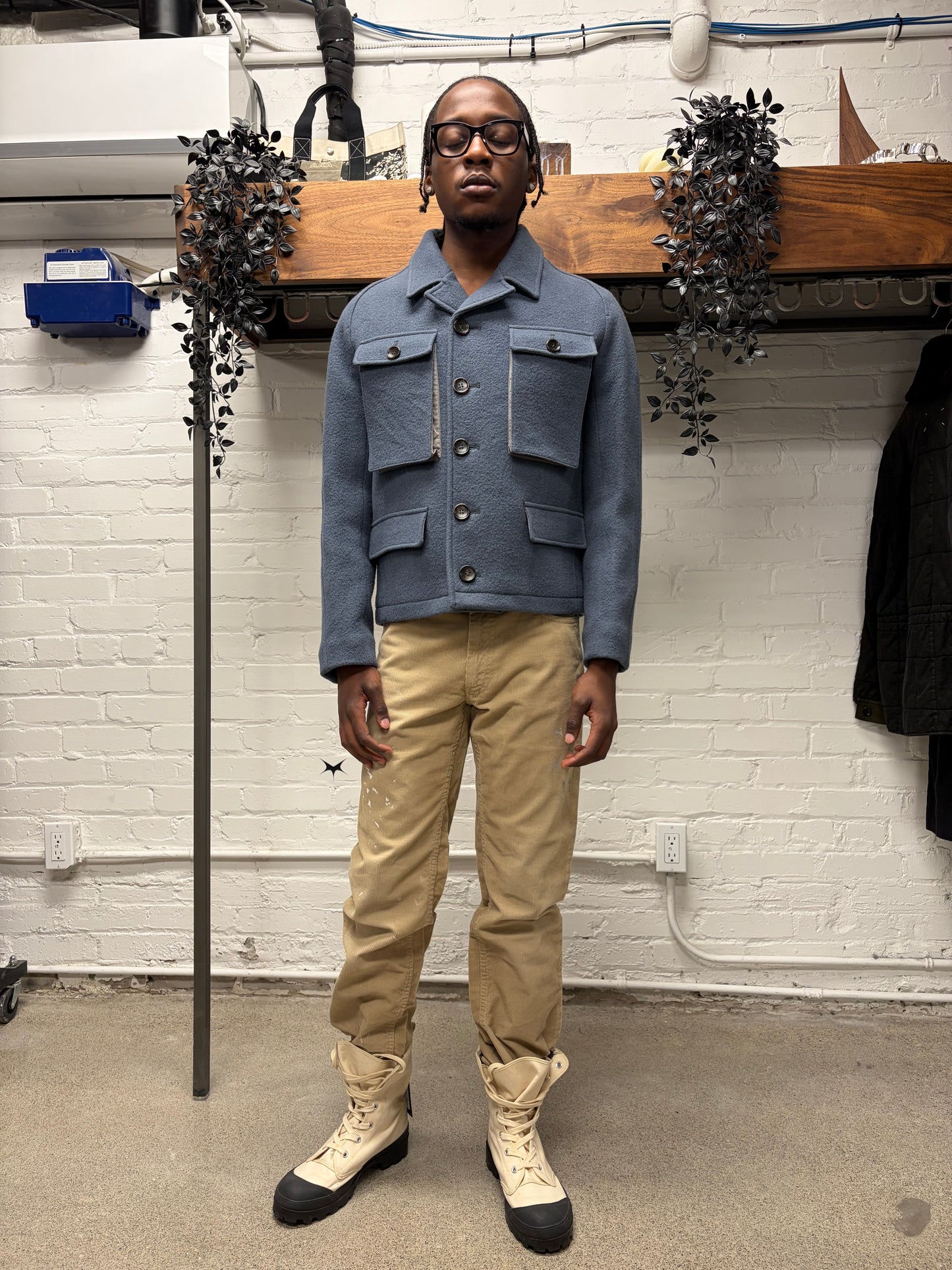 Gucci by Frida Giannini Light Blue Wool Cropped ‘Workers’ Jacket