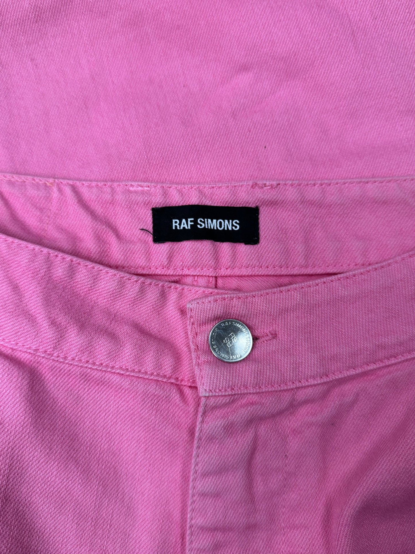 AW2021 Raf Simons Pink RS Leather Patch ‘Workwear’ Denim