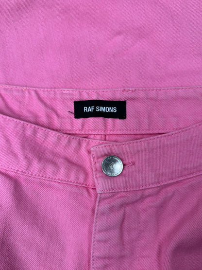 AW2021 Raf Simons Pink RS Leather Patch ‘Workwear’ Denim