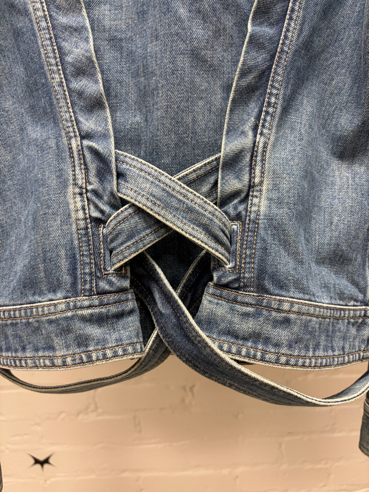 SS2004 Gucci by Tom Ford ‘Bamboo Belted’ Blue Denim Jacket with Bondage Lace Back Detailing