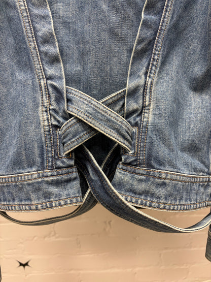 SS2004 Gucci by Tom Ford ‘Bamboo Belted’ Blue Denim Jacket with Bondage Lace Back Detailing