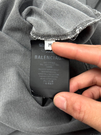 AW2018 Balenciaga ‘Europa’ Stone Wash Grey Graphic T-Shirt