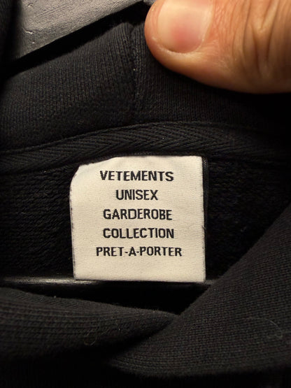 Vetements ‘Anarchy’ Gothic Sleeve Logo Black Pullover Hoodie