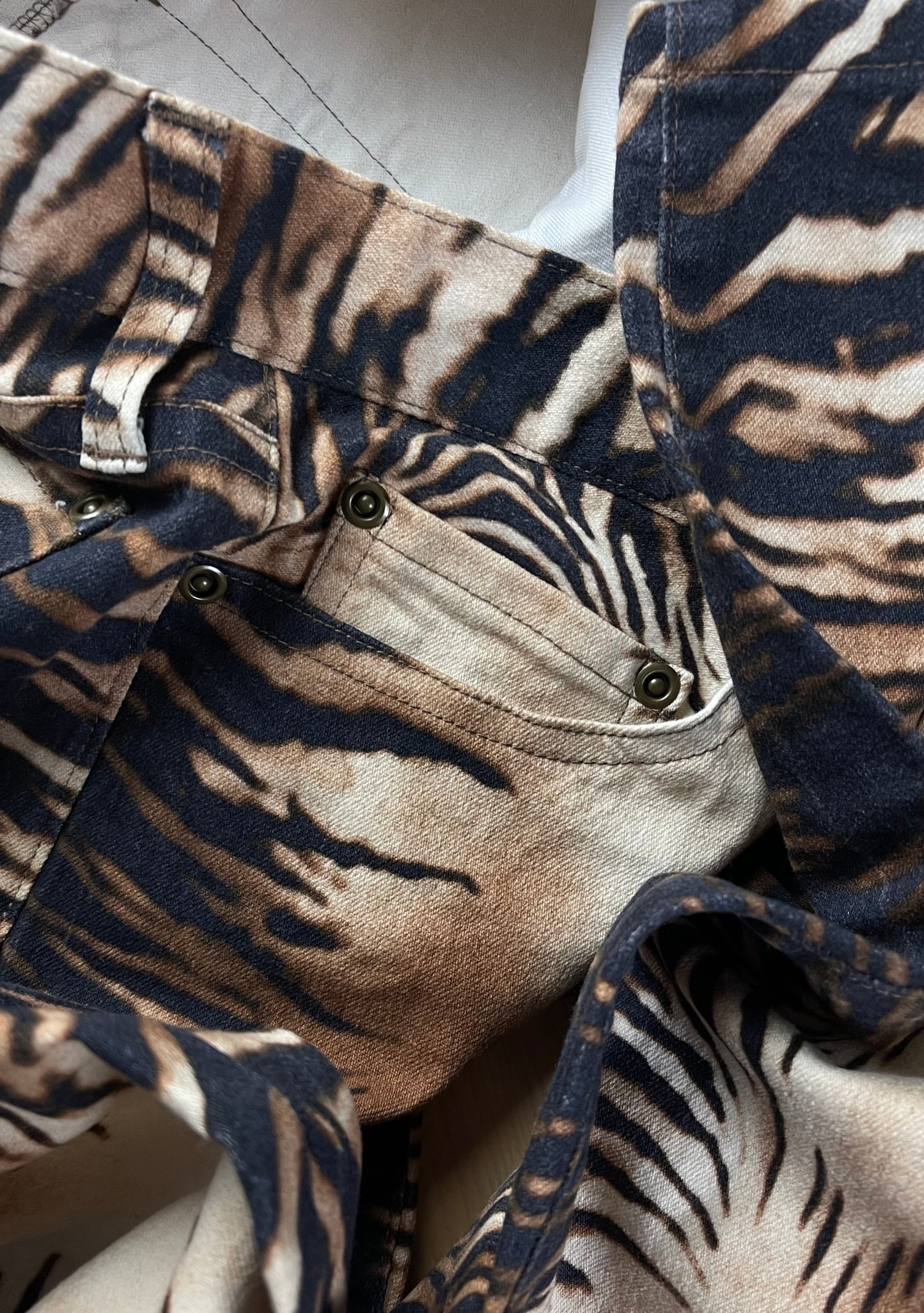 Yoshiyuki Konishi Tiger Print Flared Leg Denim