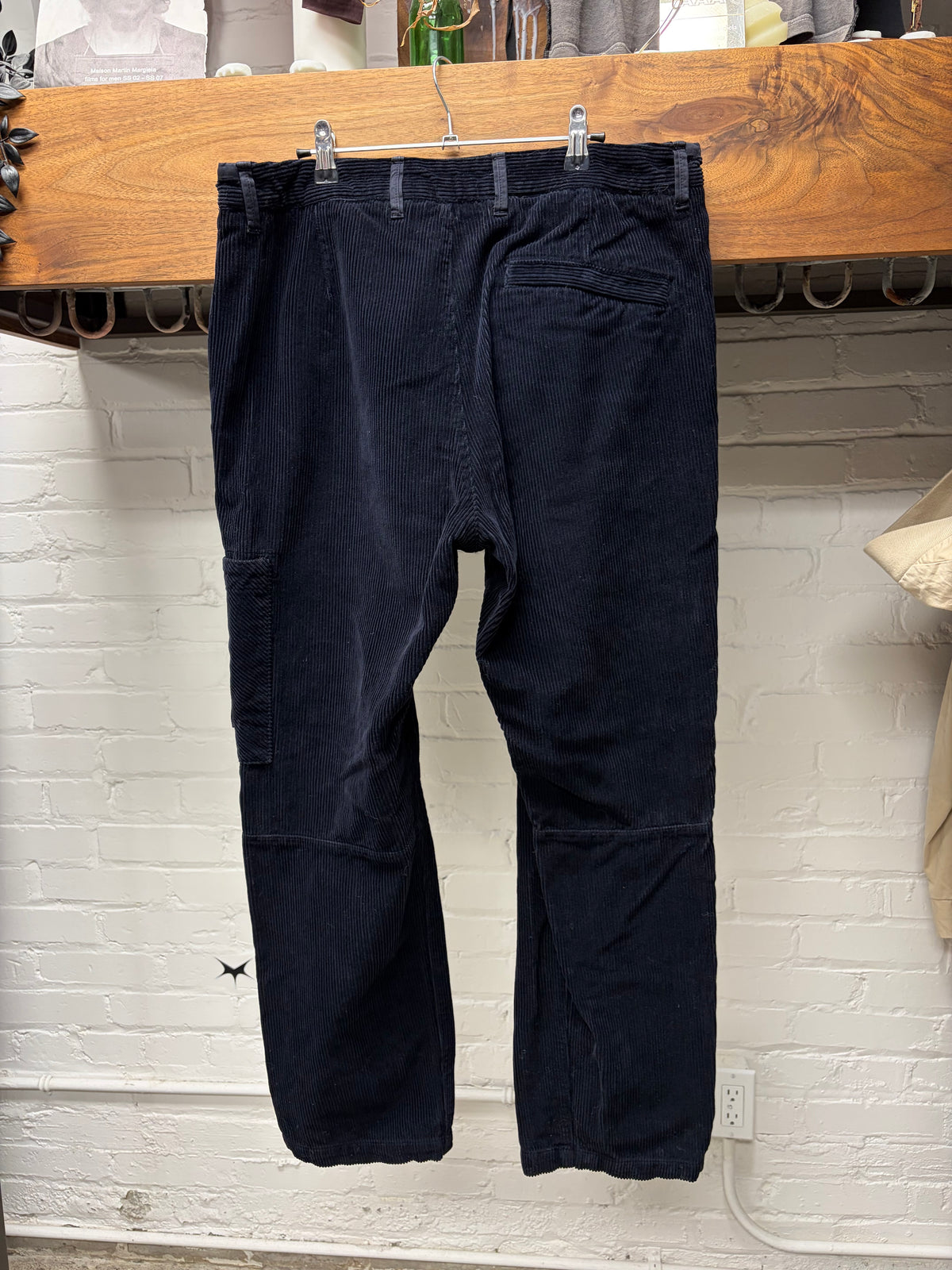 Stone Island Dark Blue Corduroy ‘Badge Pocket’ Straight Cut Cargo Pants
