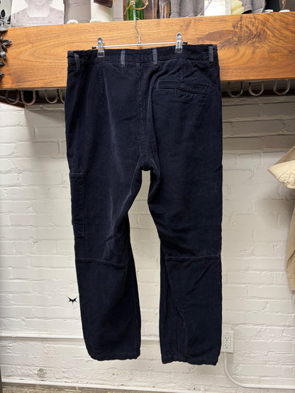 Stone Island Dark Blue Corduroy ‘Badge Pocket’ Straight Cut Cargo Pants