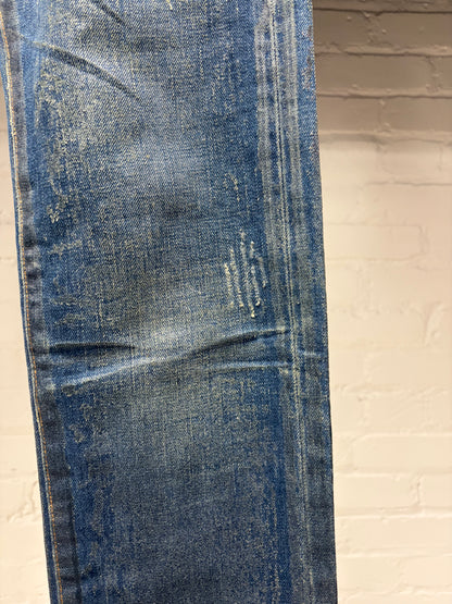 Dior Homme ‘Luster’ Clawmark Waxed Green/Blue Skinny Jeans