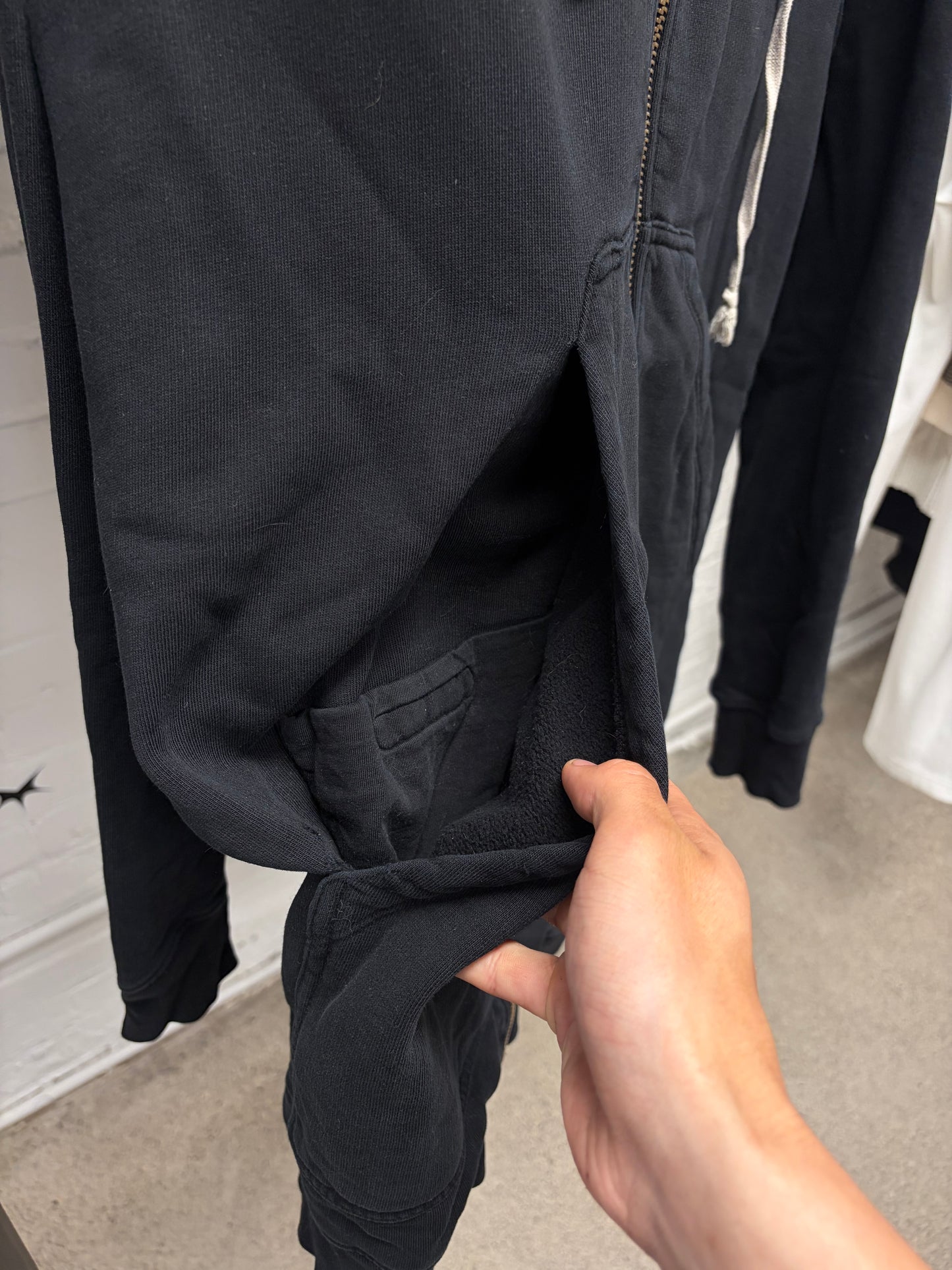 Rick Owens ‘Jason’ Black Cotton Zip-Up Hoodie