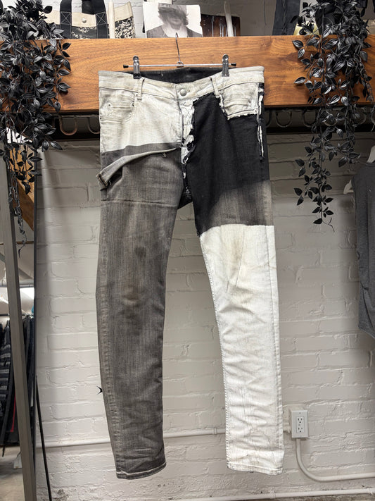 SS2020 Rick Owens ‘Tecuatl’ Waxed White Reconstructed Hybrid Denim