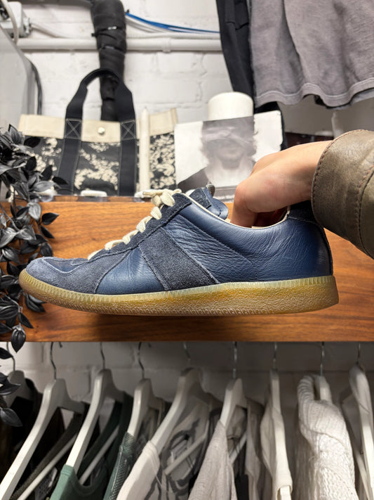 Maison Margiela ‘G.A.T.’ Blue Leather/Gum Sole Low Top Sneakers