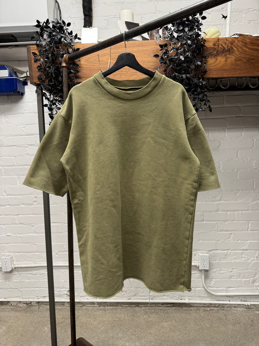 AW2001 Raf Simons ‘Riot Riot Riot’ Oversized Raw Hem Short Sleeve Sweatshirt