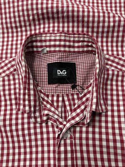 Dolce & Gabbana Red/White Gingham Short Sleeve Button Down