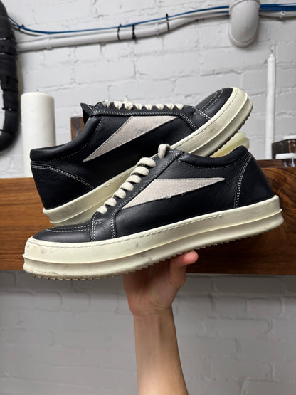Rick Owens ‘Mainline’ Black Leather ‘Vans’ Low Top Sneakers