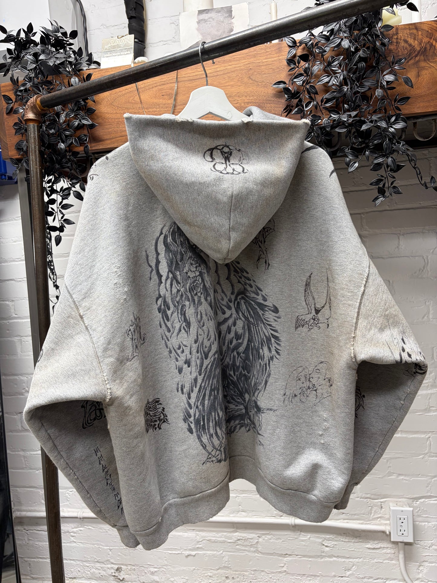 SS2024 Balenciaga ‘Tattoo’ Grey Zip Up Hoodie