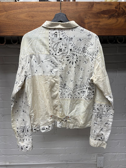 Kapital Cream ‘Paisley’ Bandanna Patch Buckle-Back Trucker Jacket