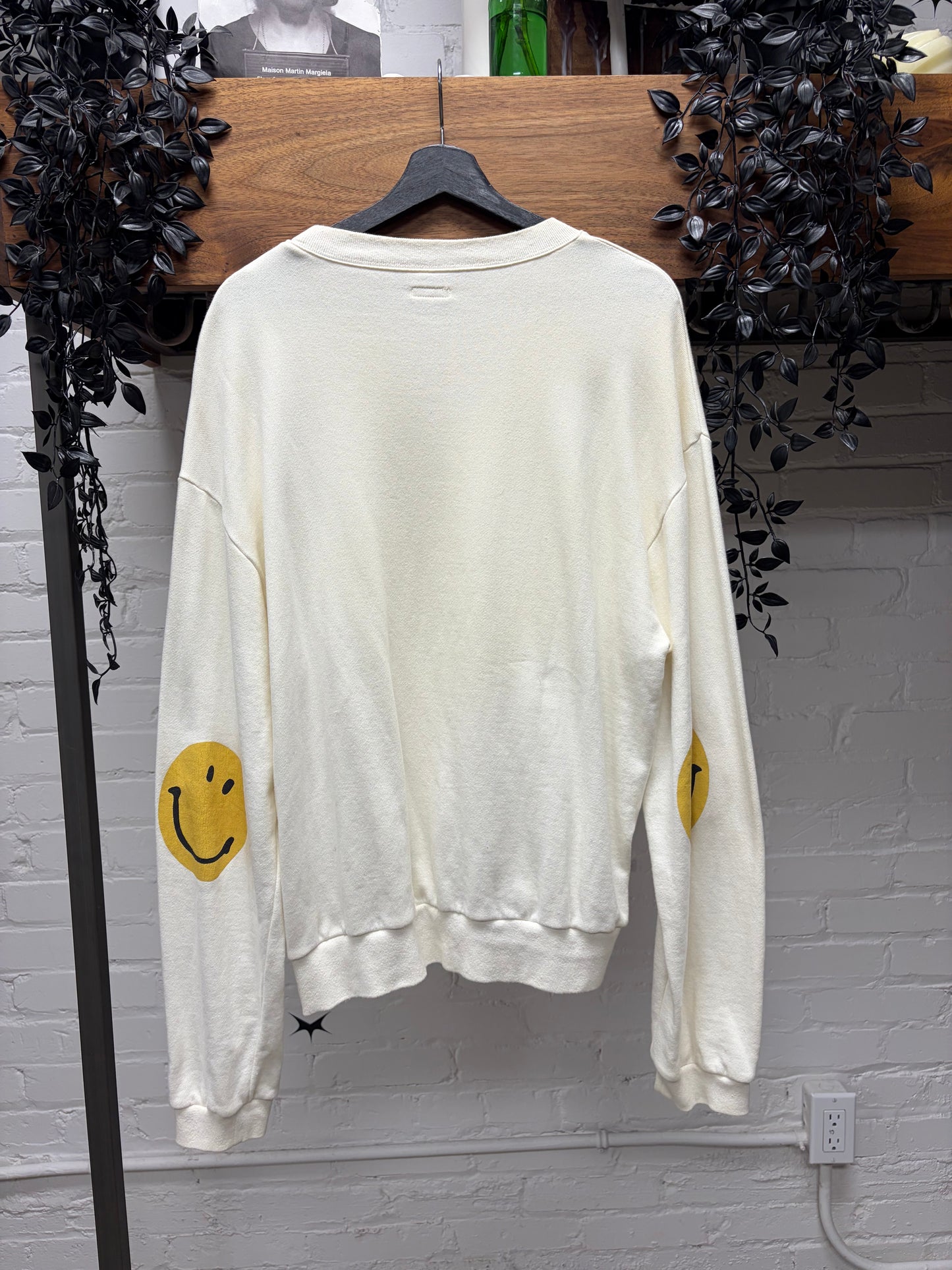 Kapital ‘Smiley’ Cream White Elbow Patch Sweatshirt