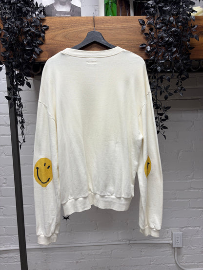 Kapital ‘Smiley’ Cream White Elbow Patch Sweatshirt
