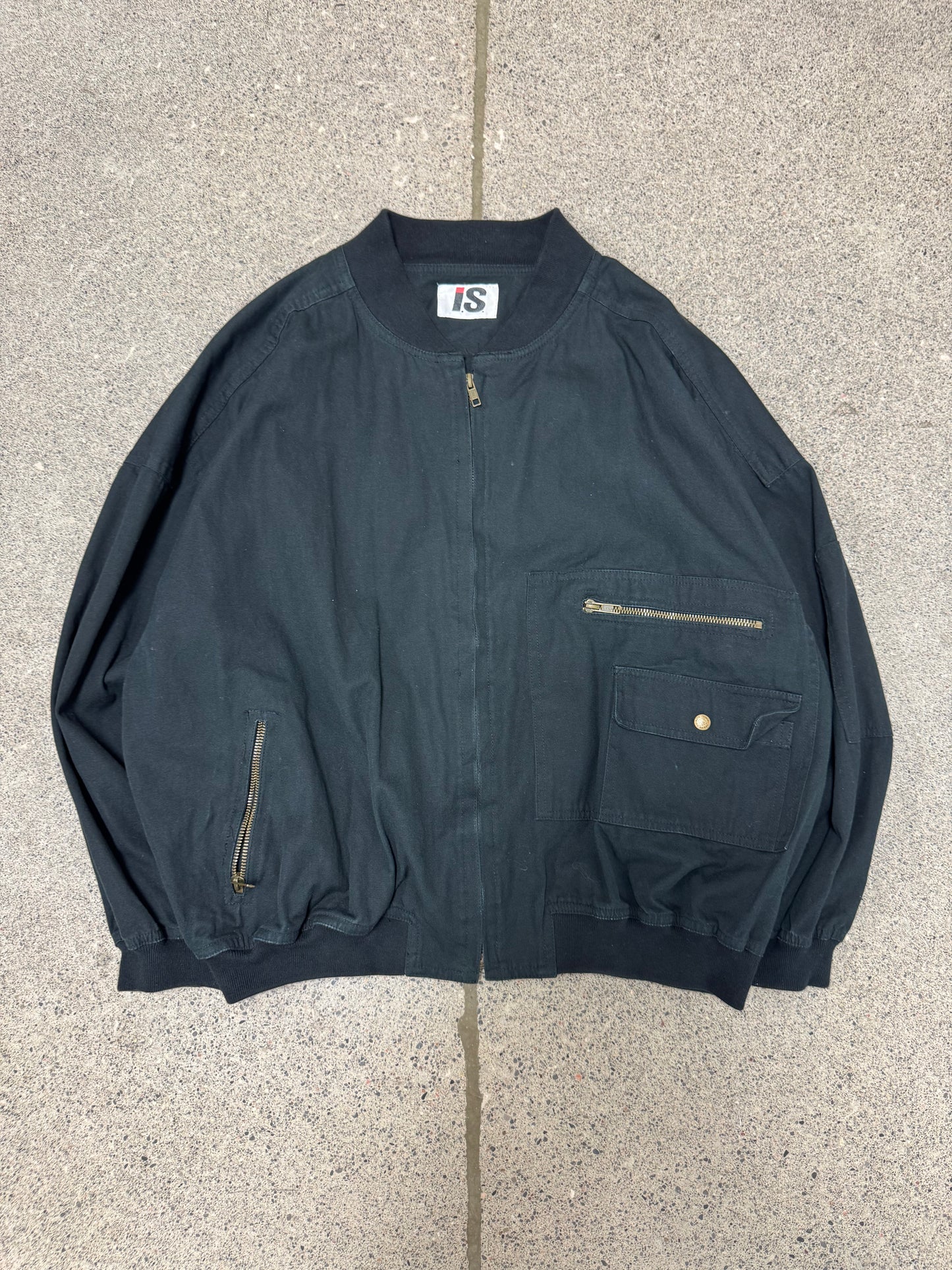 Vintage Issey Miyake ‘I.S. Sport’ Logo Black Bomber Jacket