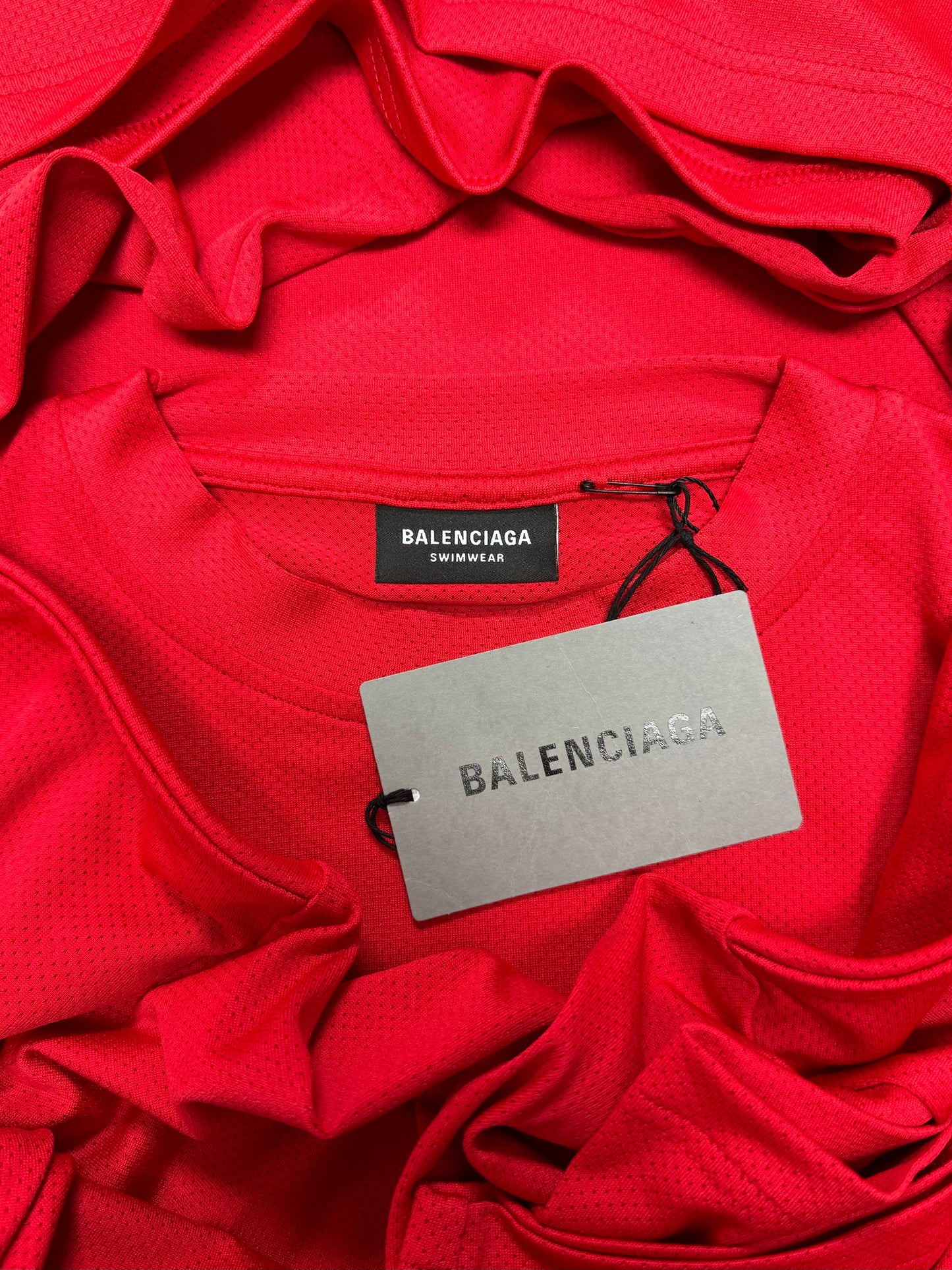 Balenciaga Red Mesh Logo T-Shirt