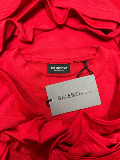 Balenciaga Red Mesh Logo T-Shirt