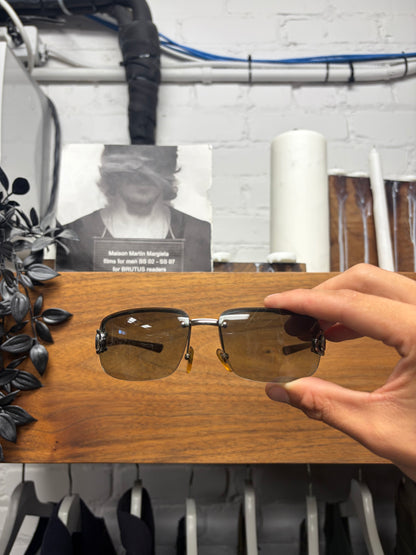 2000s Gucci Black Tinted ‘Horsebit’ Rimless Sunglasses