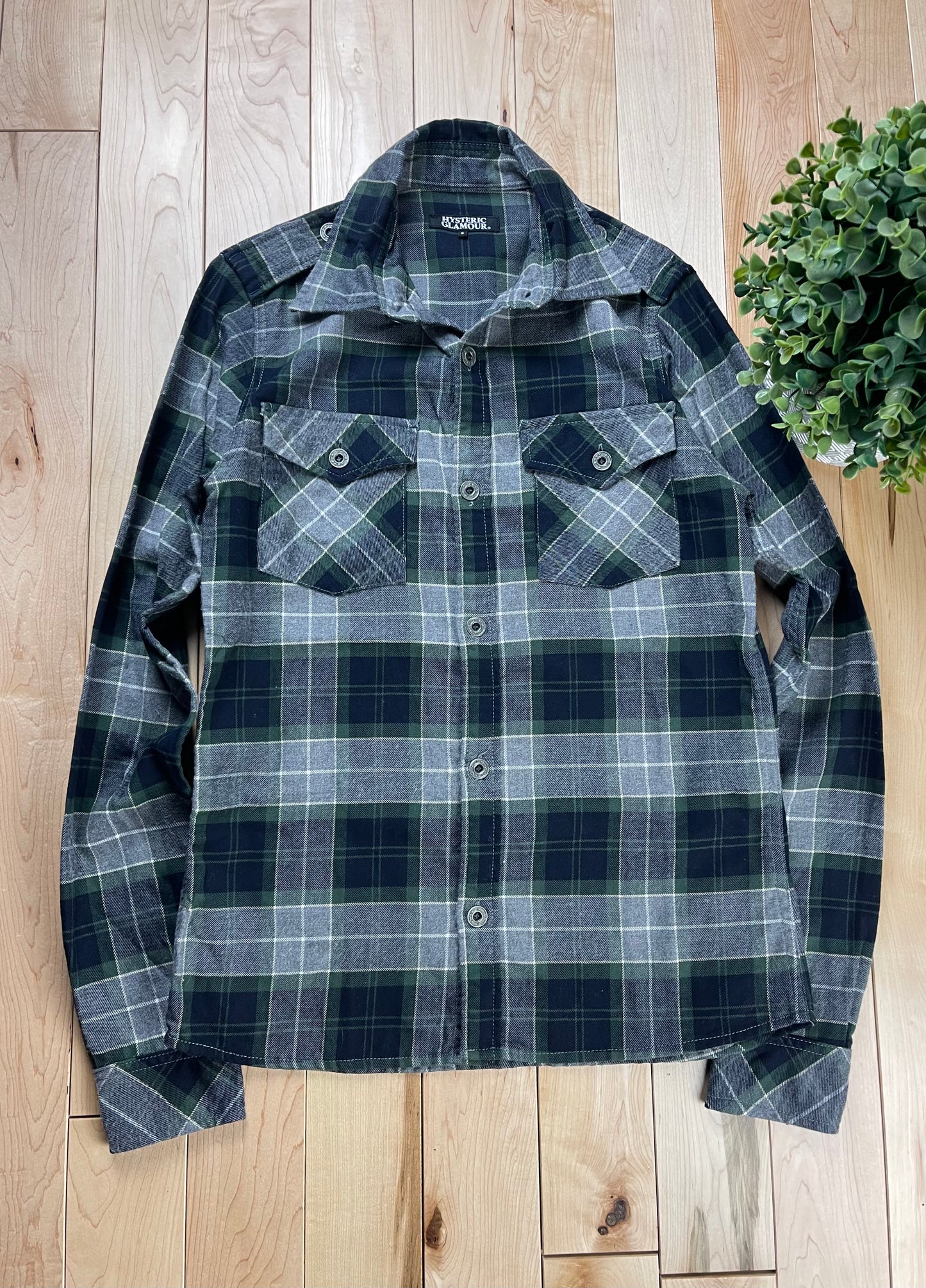 Hysteric Glamour Tartan Plaid Button Down Shirt