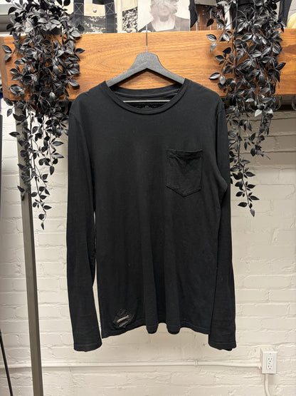 Chrome Hearts ‘Leather Plus Cross Patch’ Black Long Sleeve Shirt