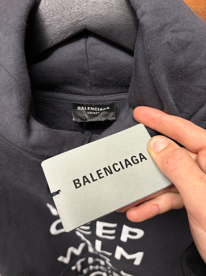 SS2025 Balenciaga ‘Keep Calm’ Parody Oversized Black Slogan Hoodie
