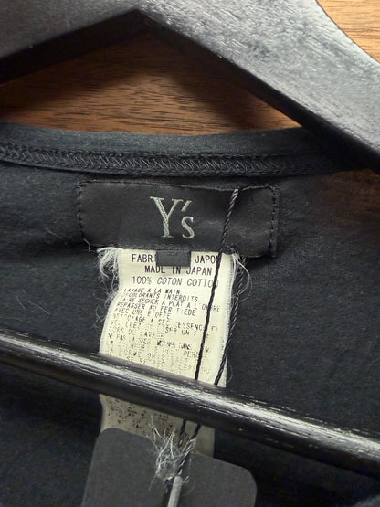 Yohji Yamamoto ‘Y’s’ Asymmetric Black Cotton Henley Long Sleeve Shirt
